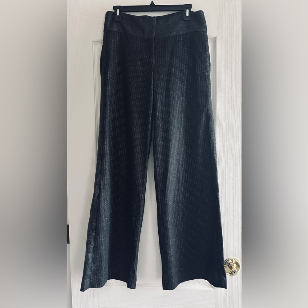 Elegant Silver/Black Wide Women's Pants